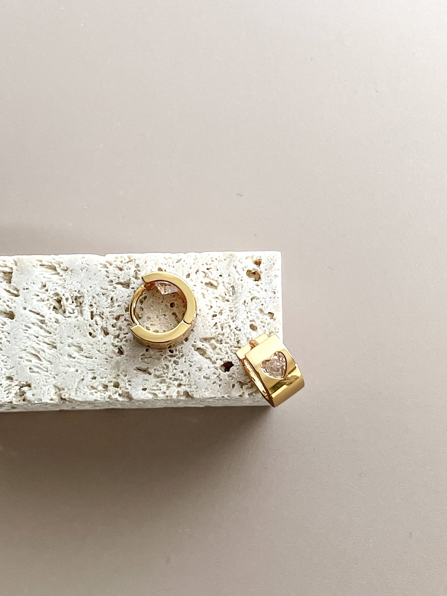 Heart Zircon Huggie Hoop Earrings