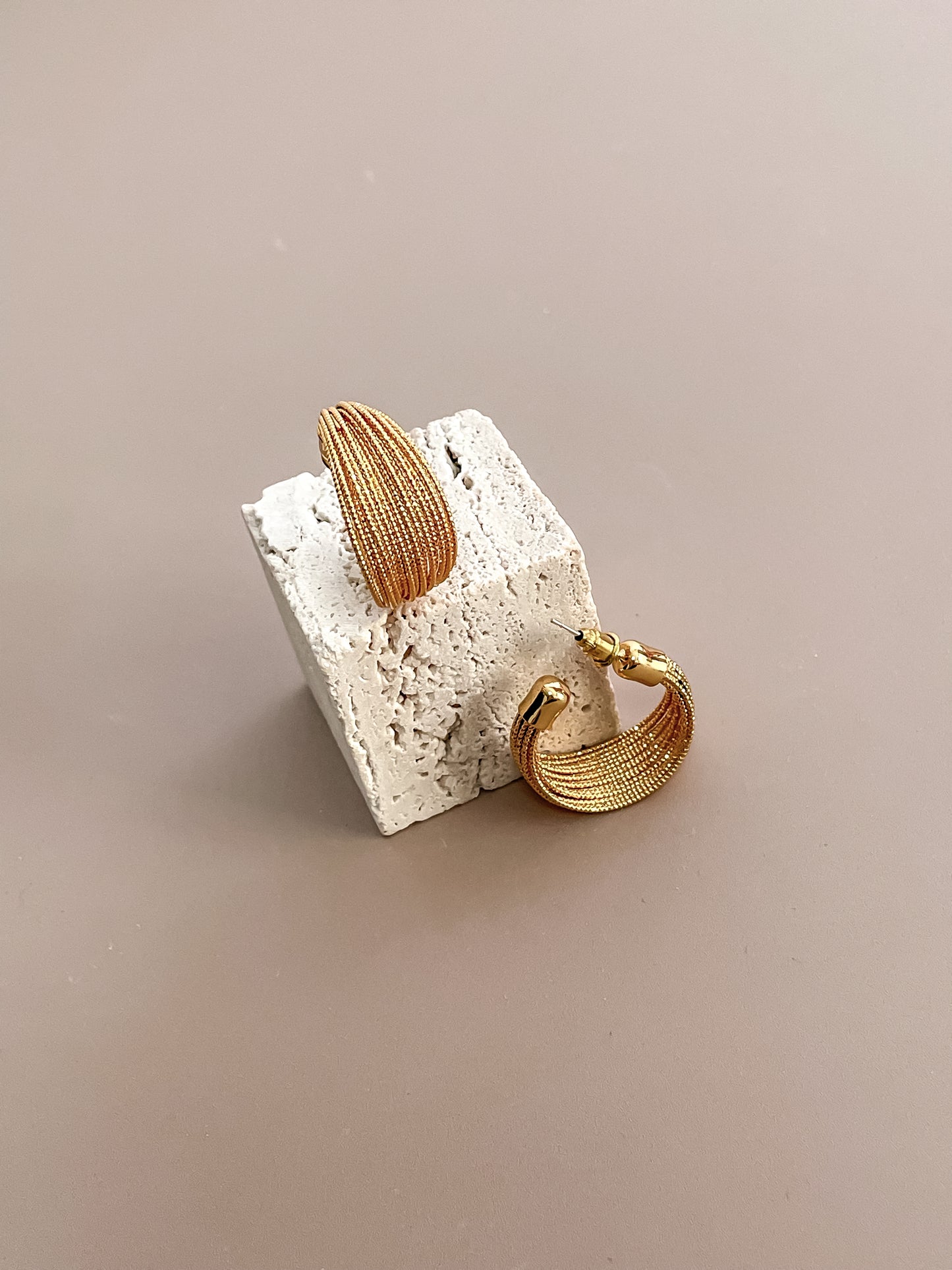 Fabric/Braided Tassel Hoop Earrings