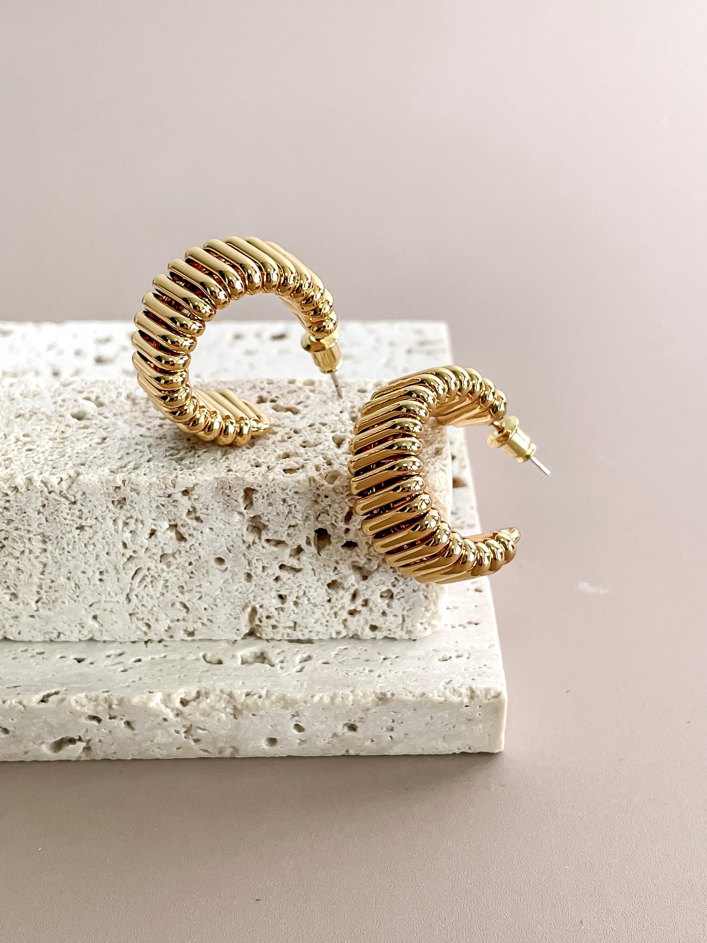 C-Shaped Chunky Stud Earrings