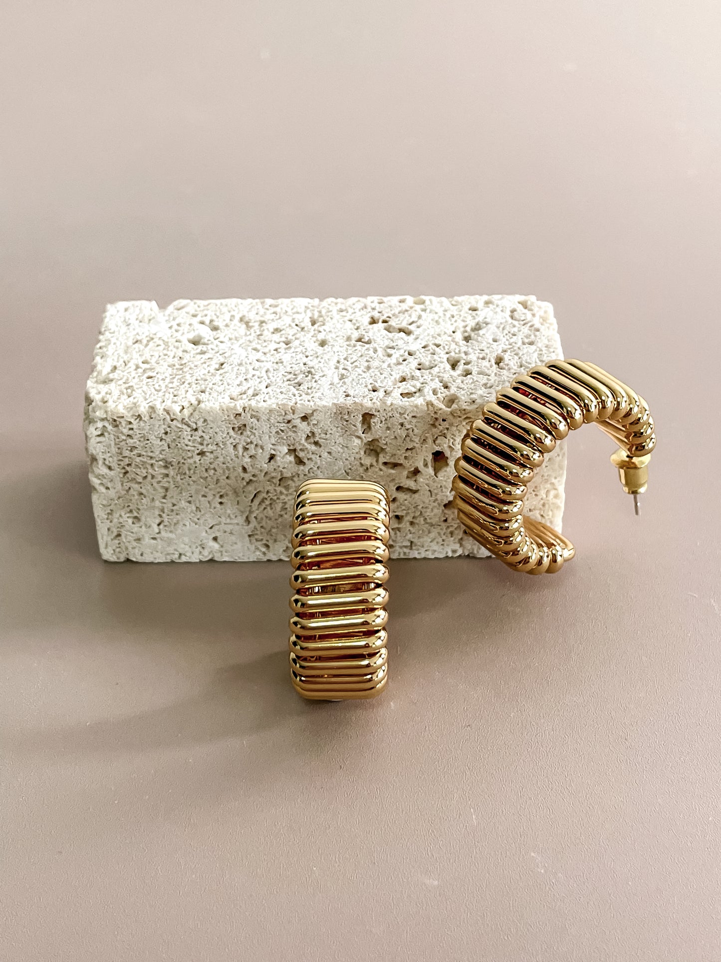 C-Shaped Chunky Stud Earrings