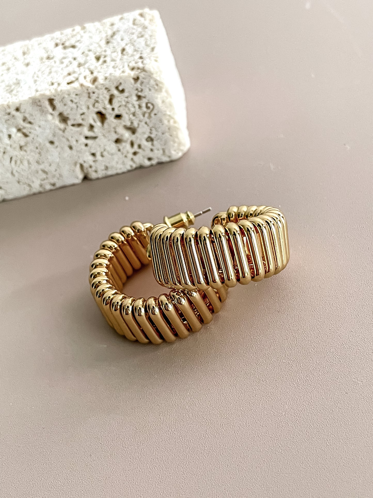 C-Shaped Chunky Stud Earrings