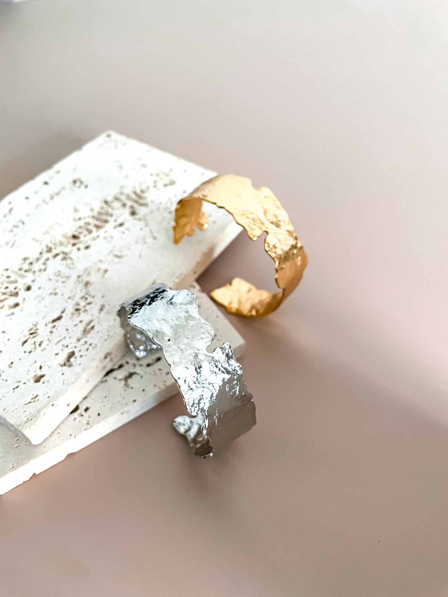 Silver Leaf Bracelet Leaf Inspired Platinum Plated Chunky Open Bangle