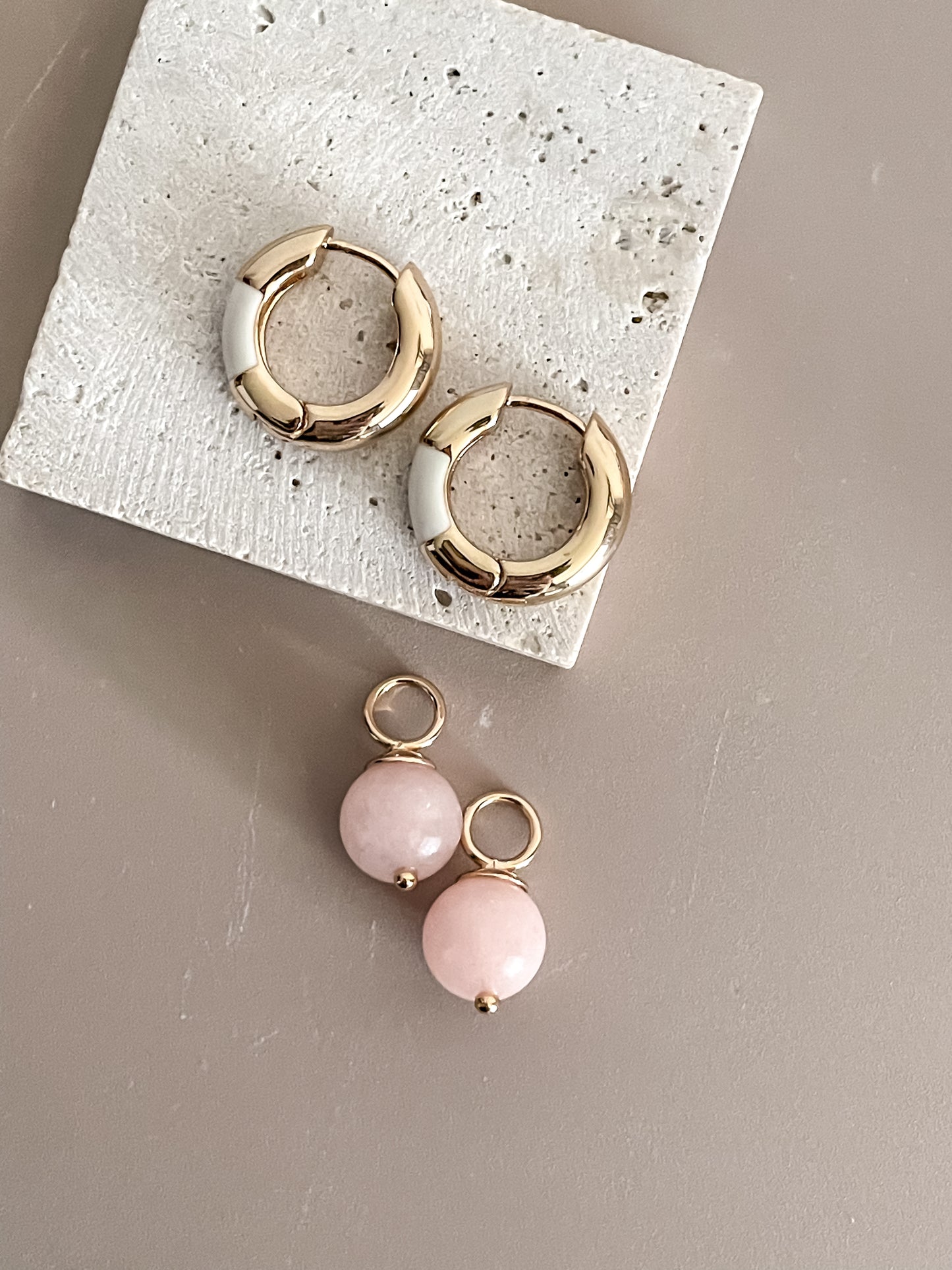 Jade Pendant Hoop Earrings