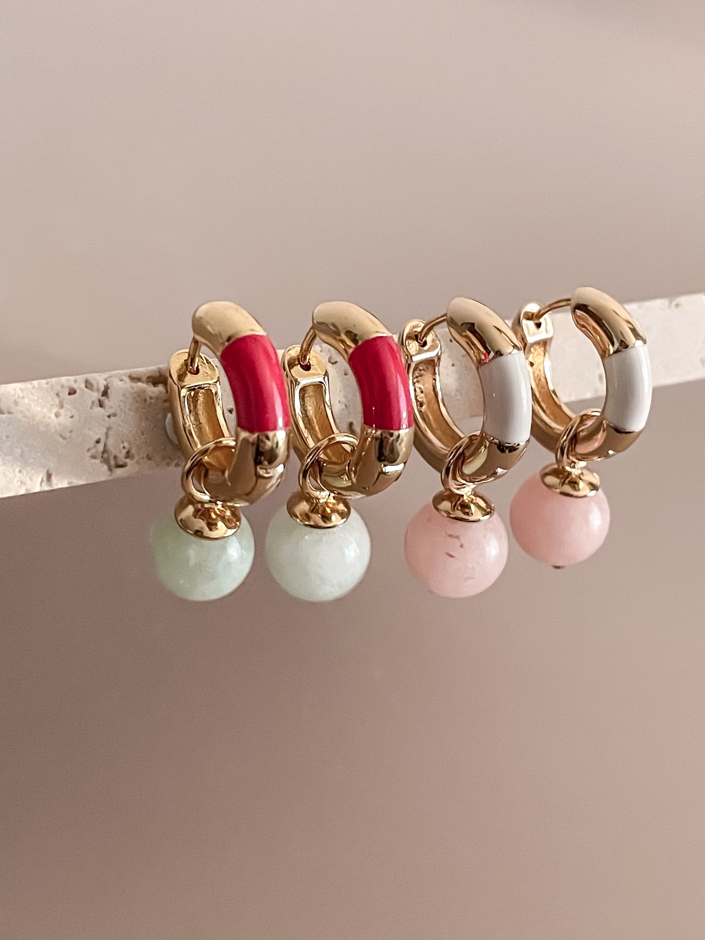 Jade Pendant Hoop Earrings