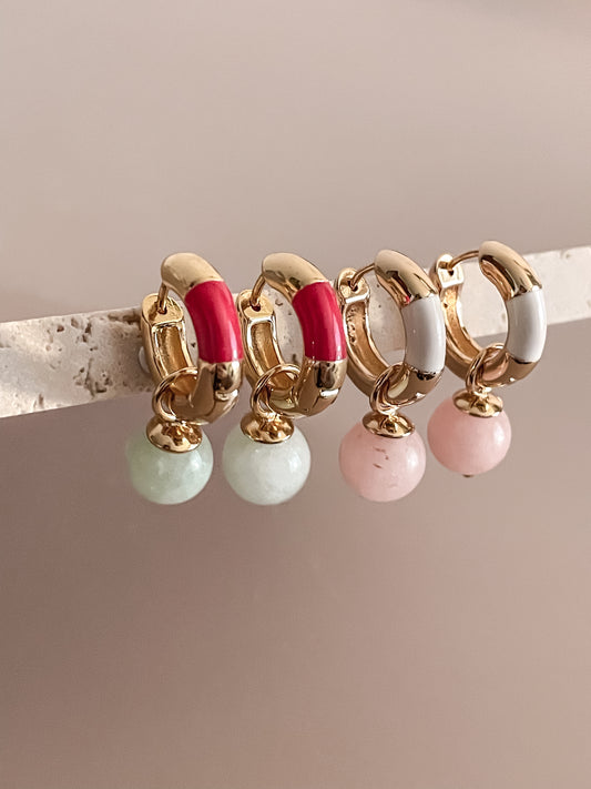 Jade Pendant Hoop Earrings