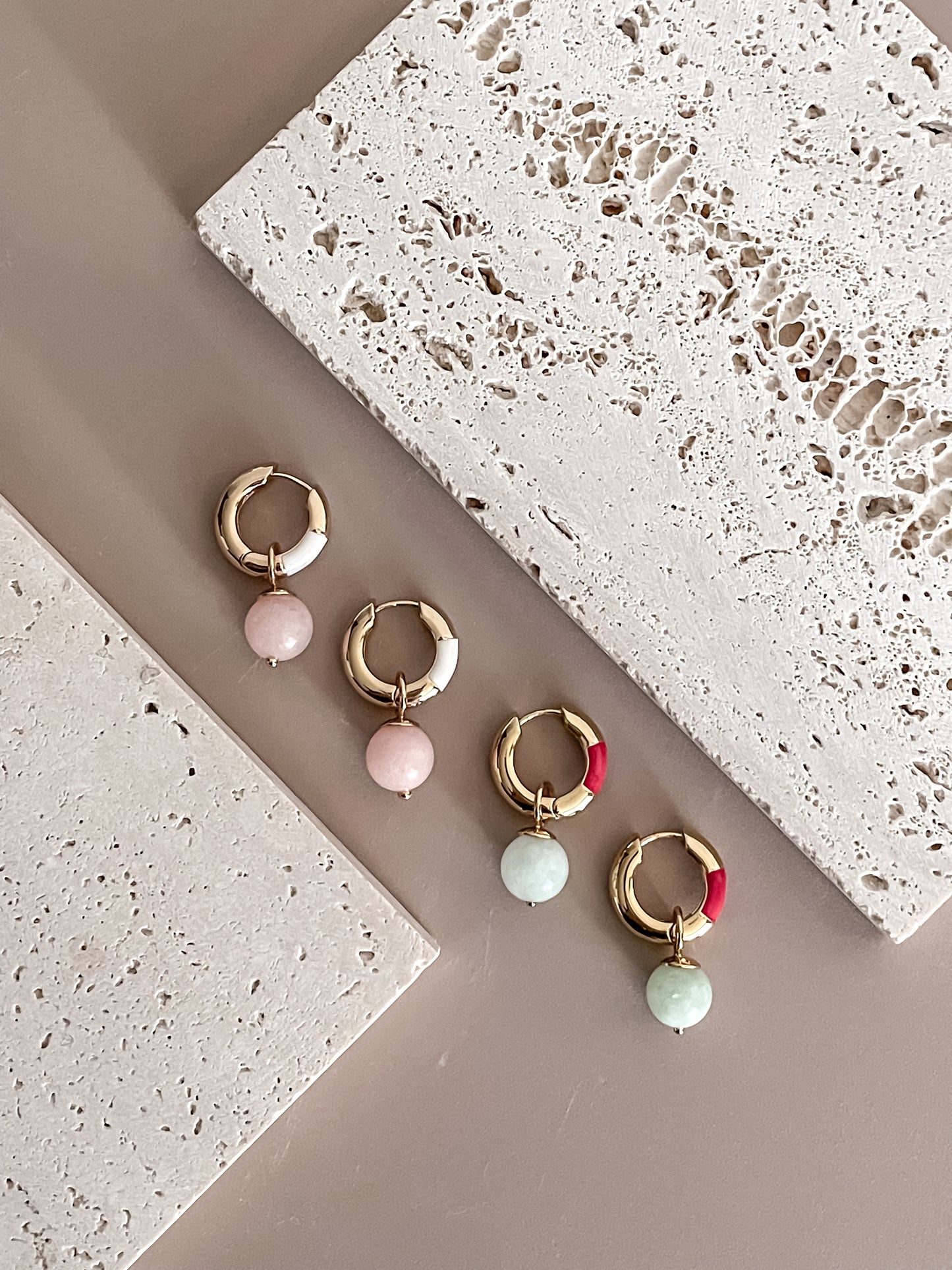 Jade Pendant Hoop Earrings