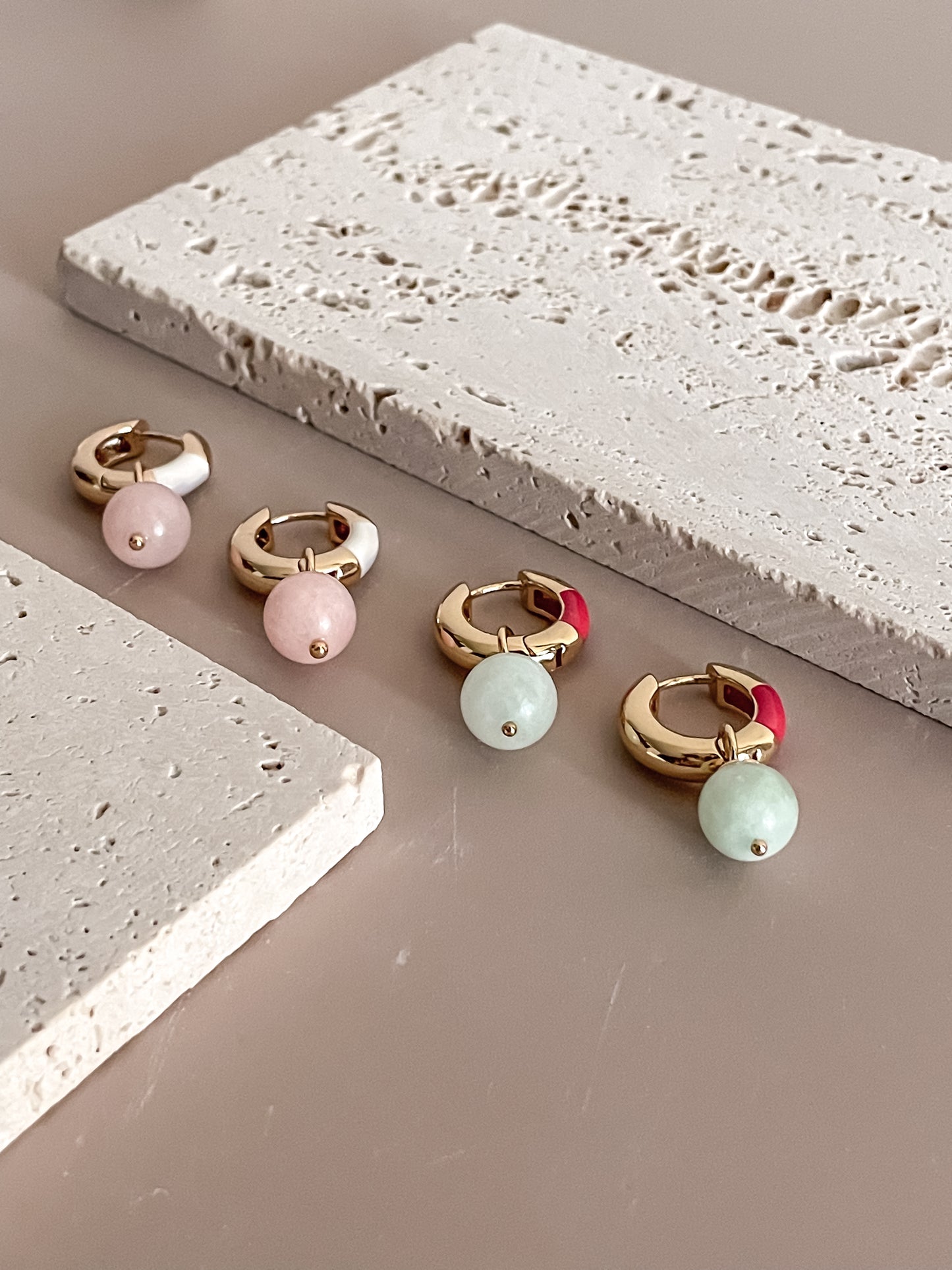 Jade Pendant Hoop Earrings