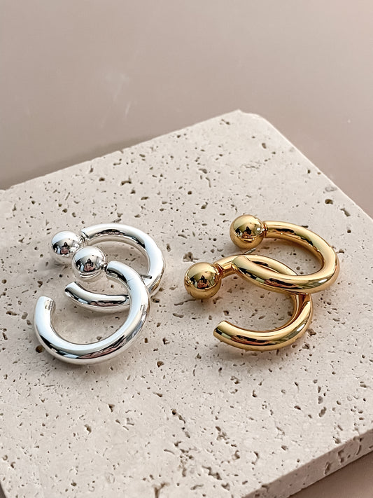 Basic C-Shaped Stud Earrings