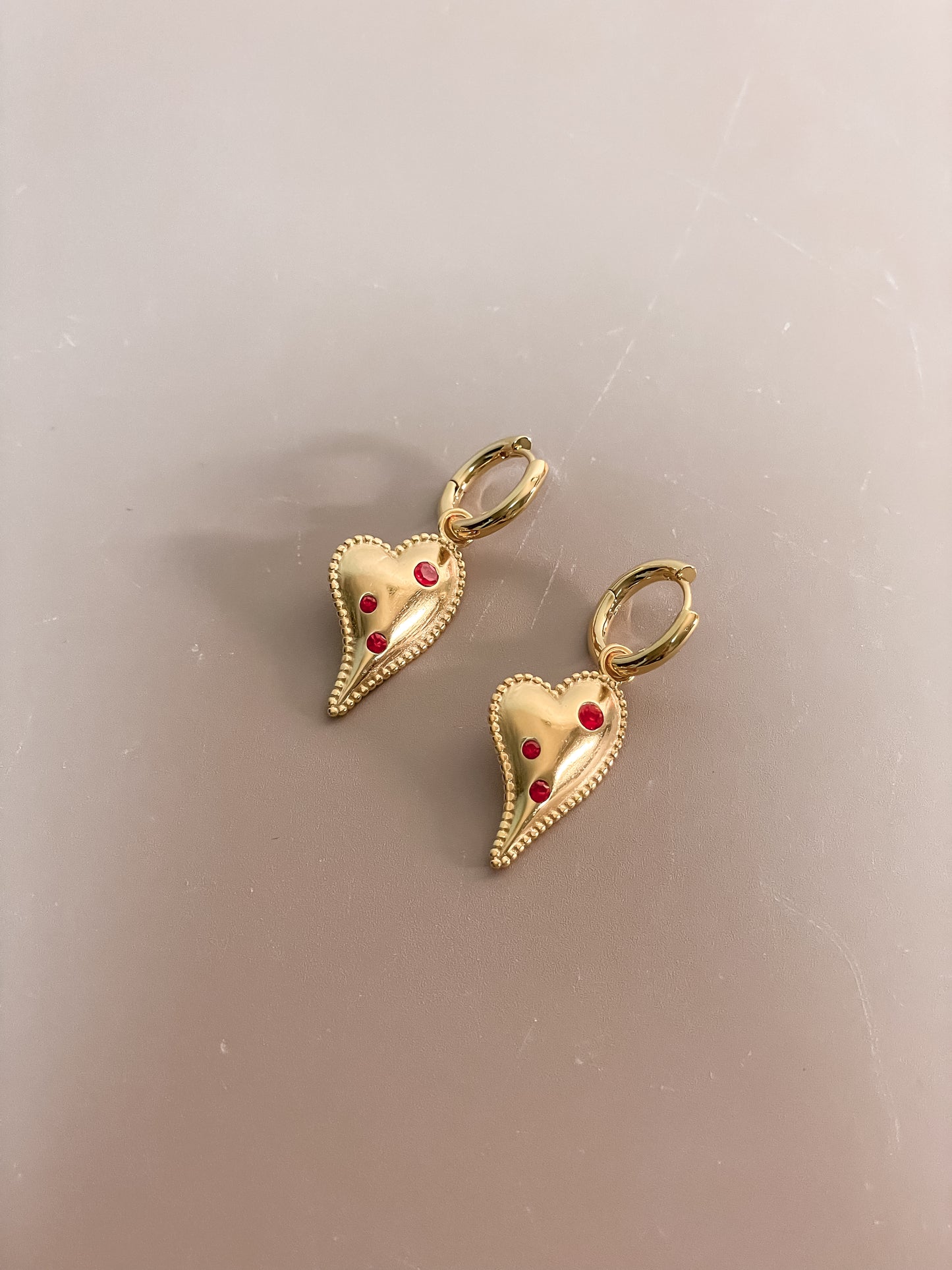 Heart Pendant On Huggie Hoops