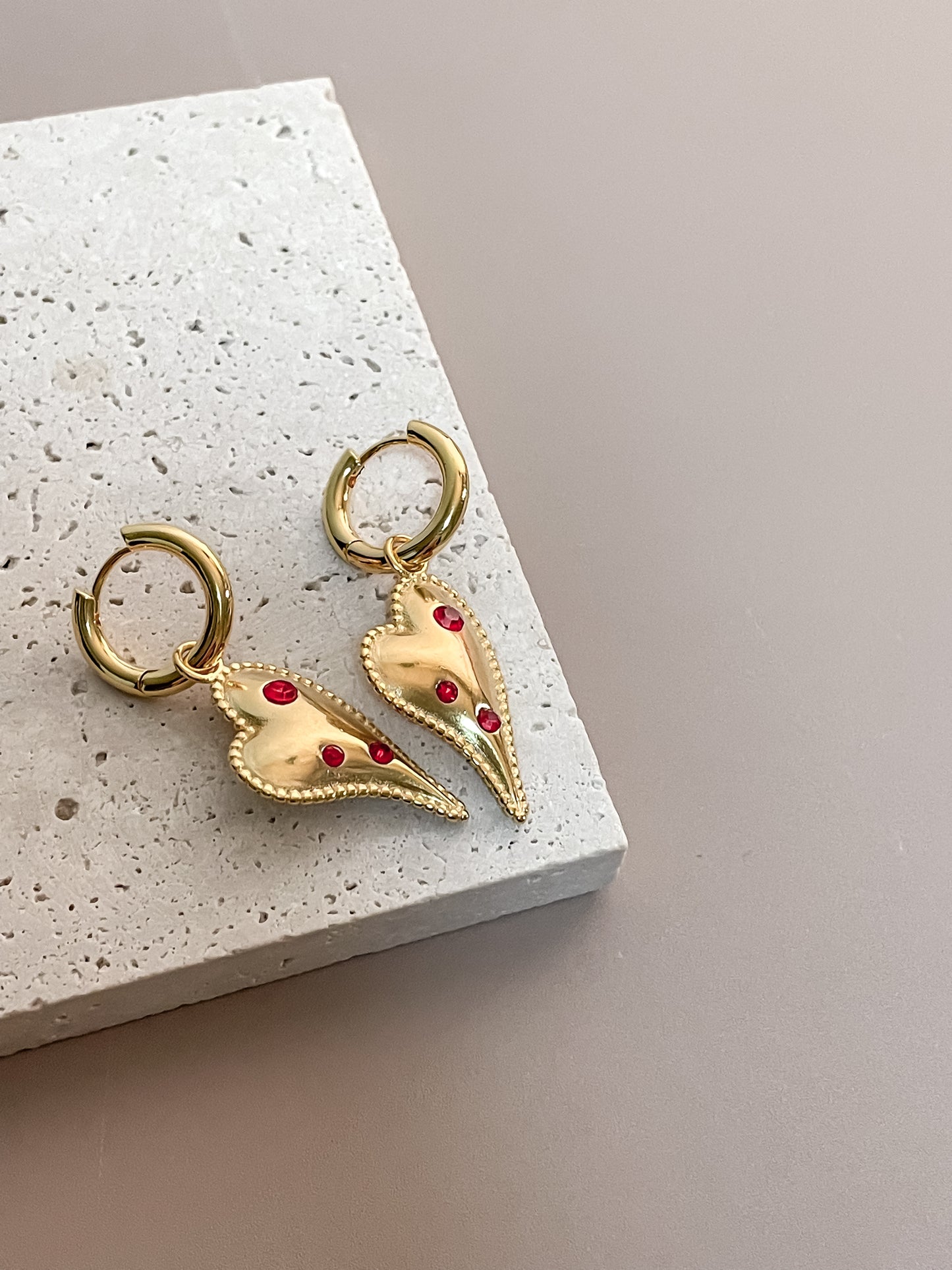 Heart Pendant On Huggie Hoops