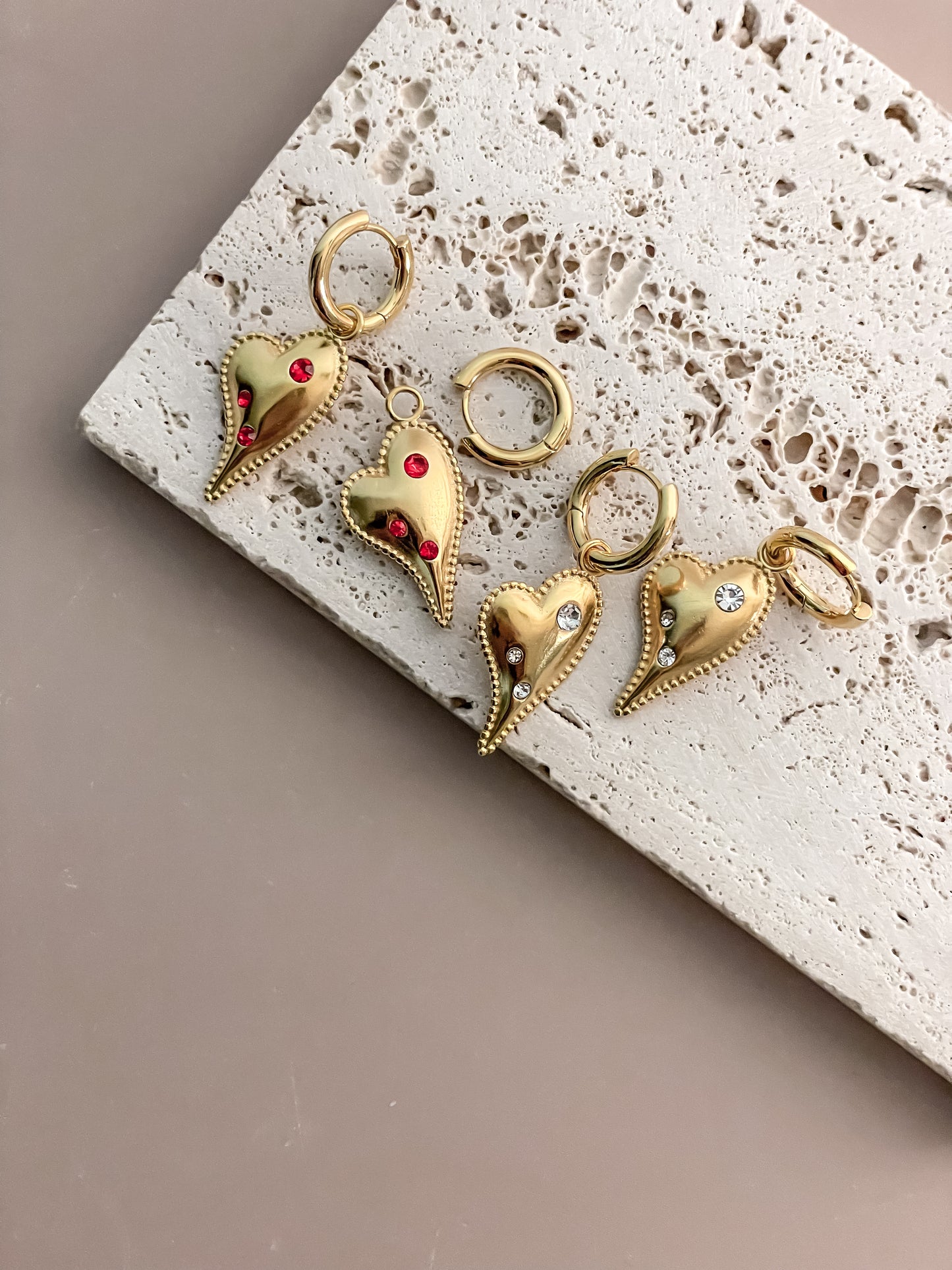 Heart Pendant On Huggie Hoops