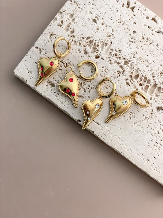Heart Pendant On Huggie Hoops