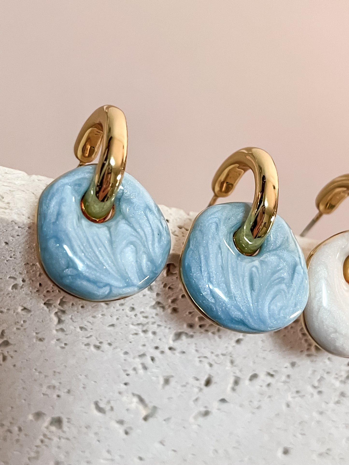 Cloudy Enamel Earrings