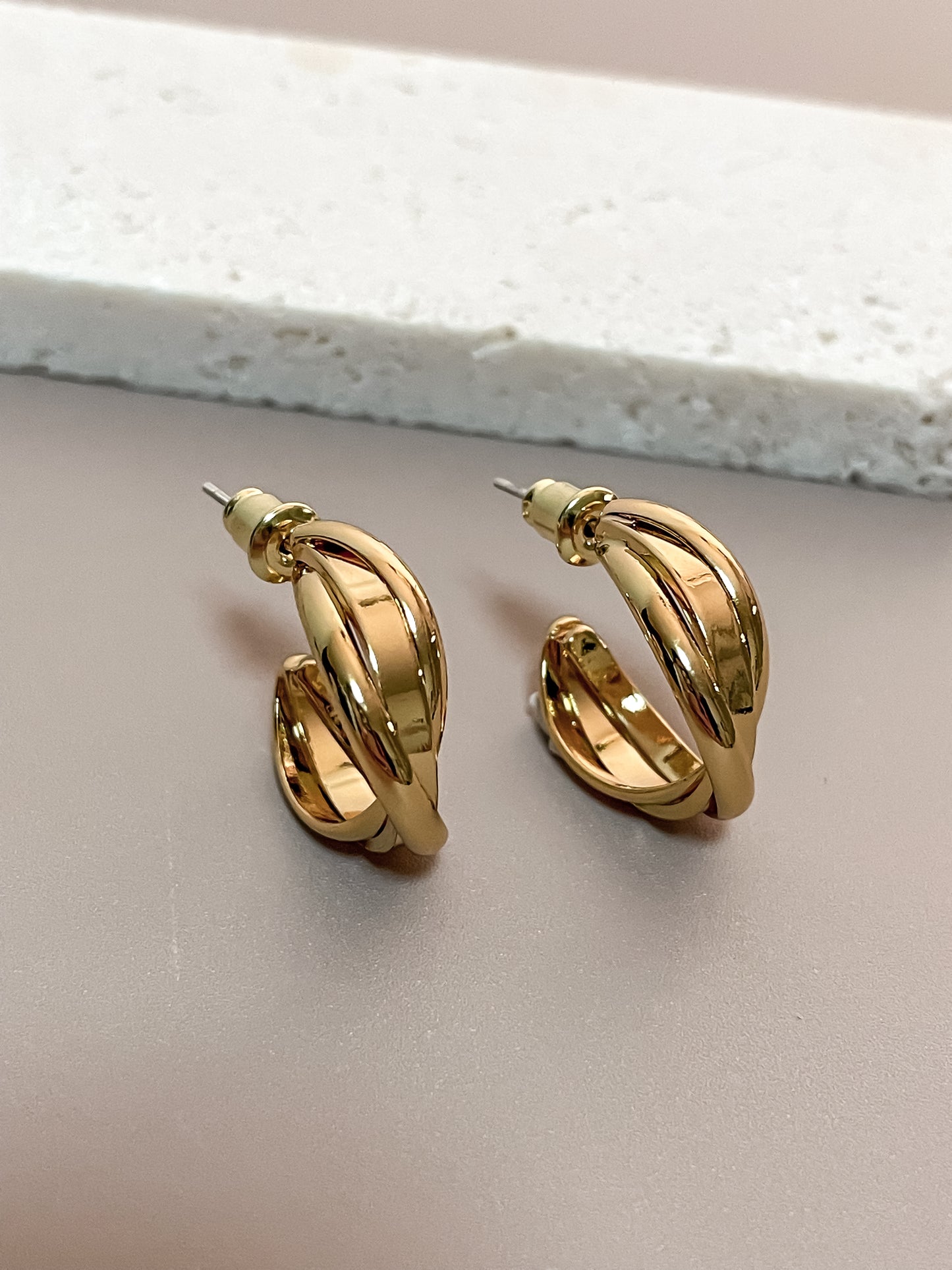 C-Shape Gold Twisted Earring