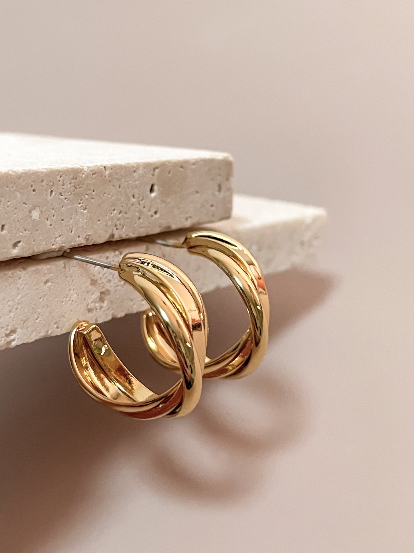 C-Shape Gold Twisted Earring