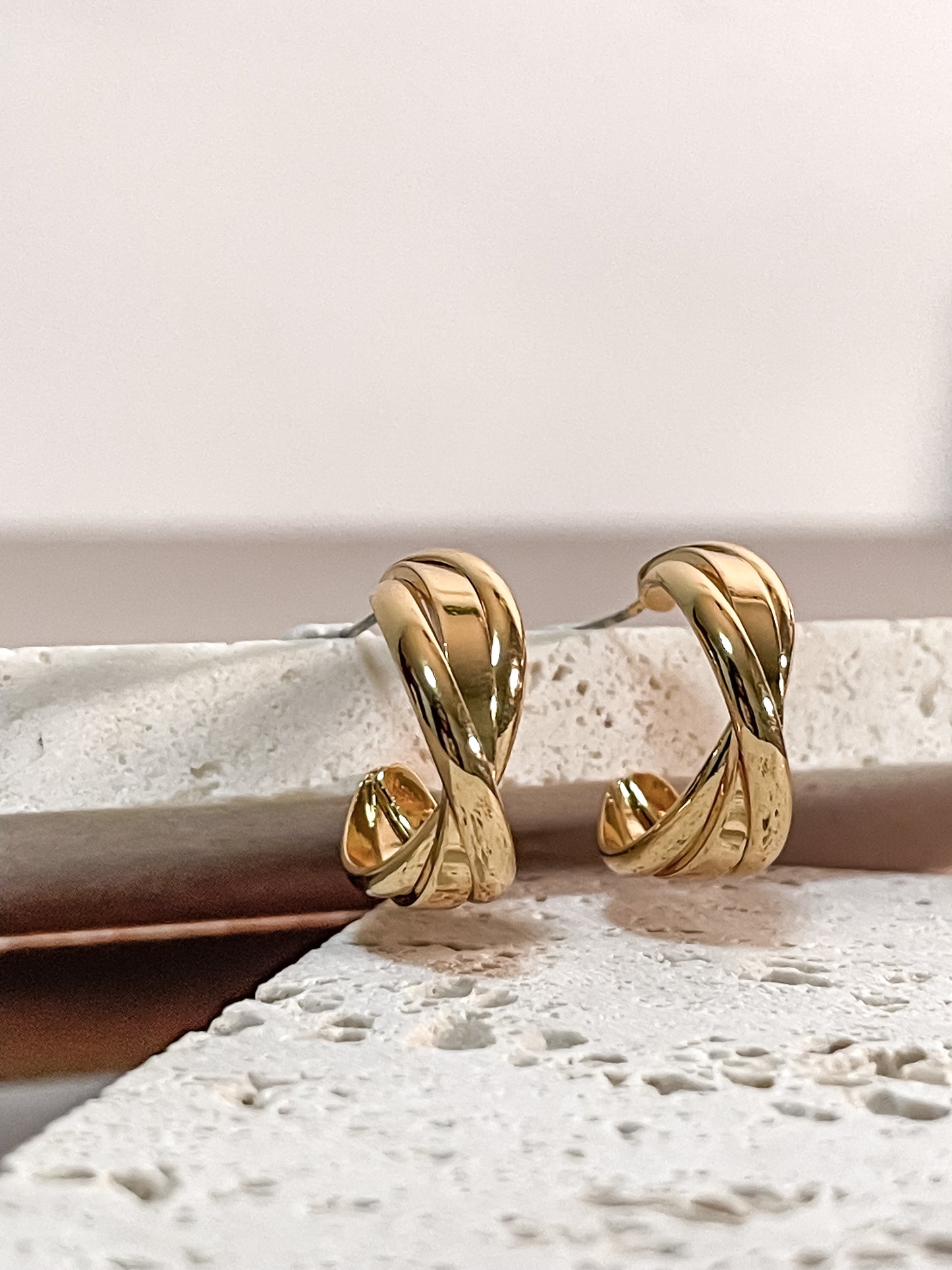 C-Shape Gold Twisted Earring