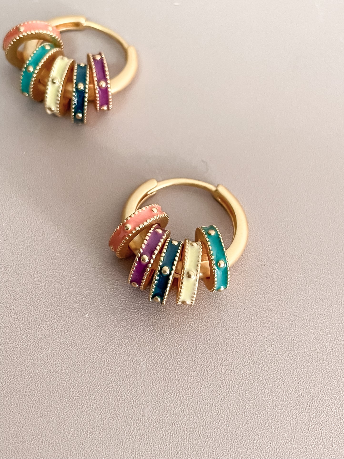 Colorful Enamel Ring Earrings