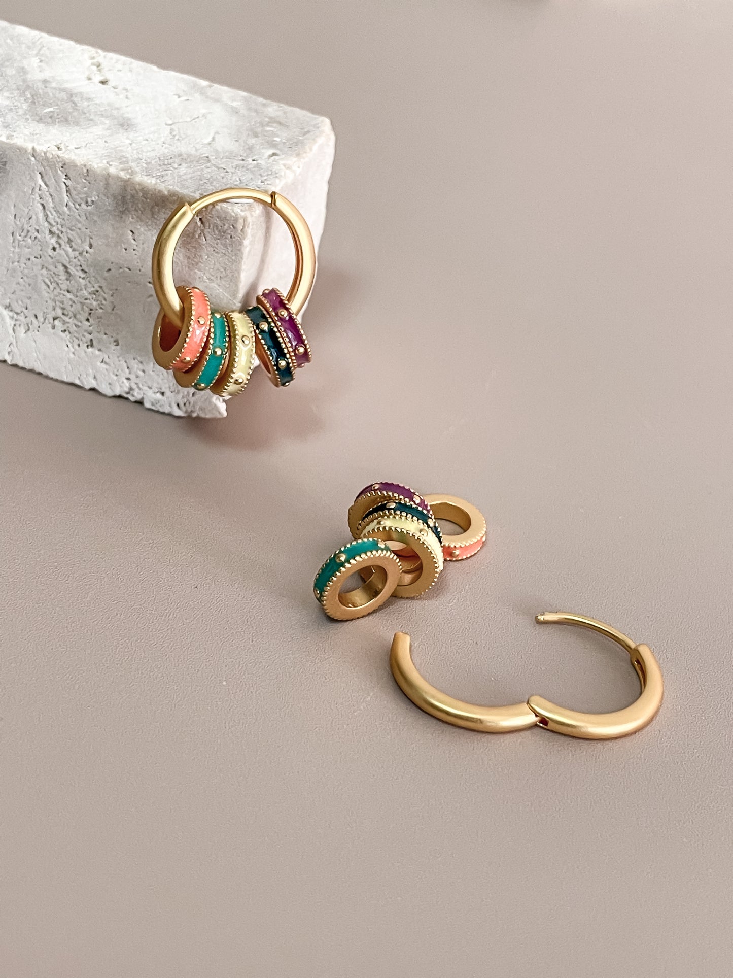 Colorful Enamel Ring Earrings