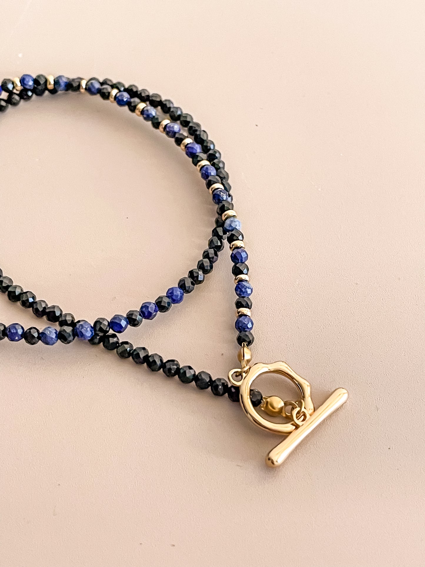 Lapis Lazuli And Black Spinel Beaded Necklace