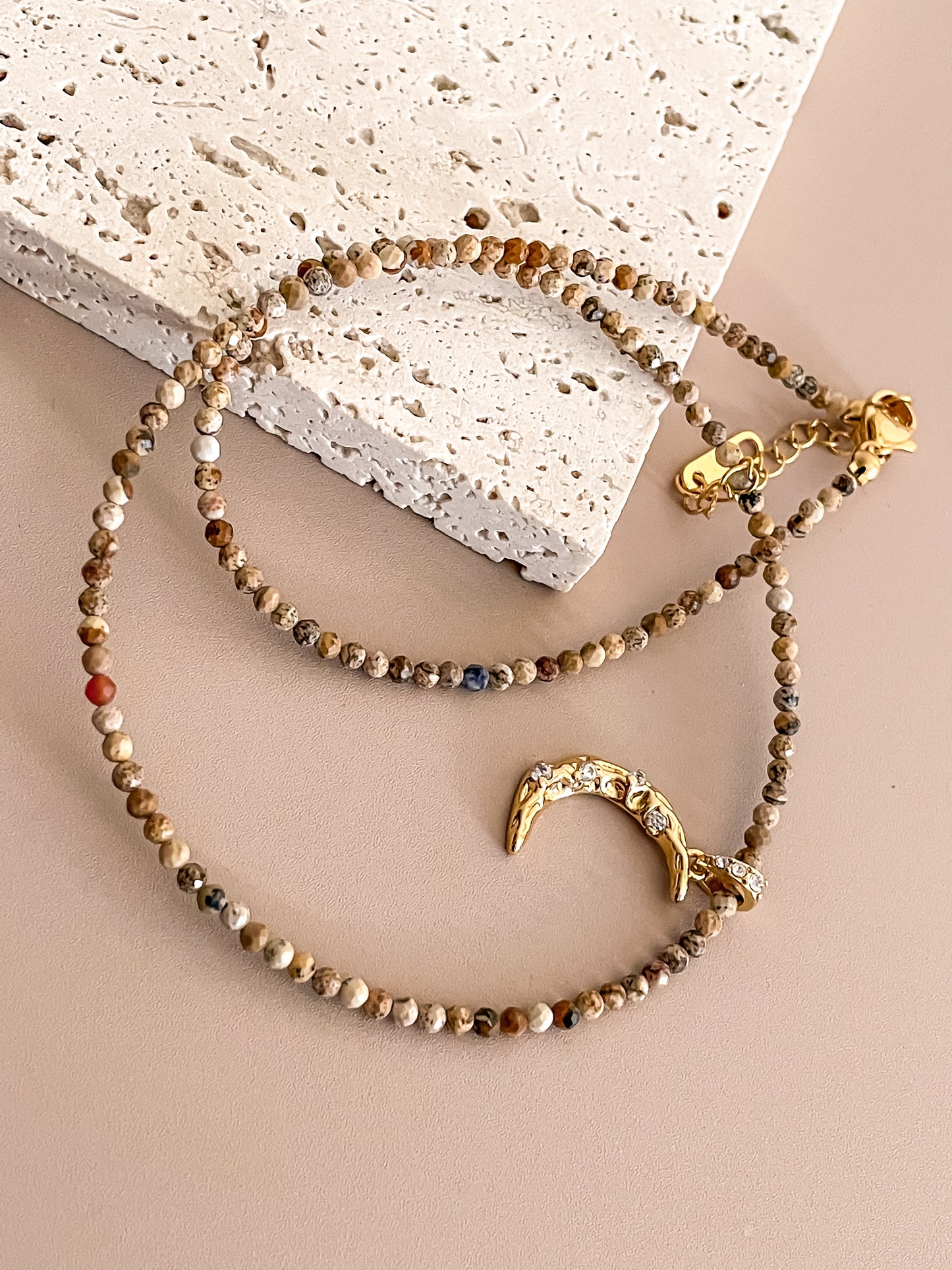 Moon Pendant Beaded Necklace