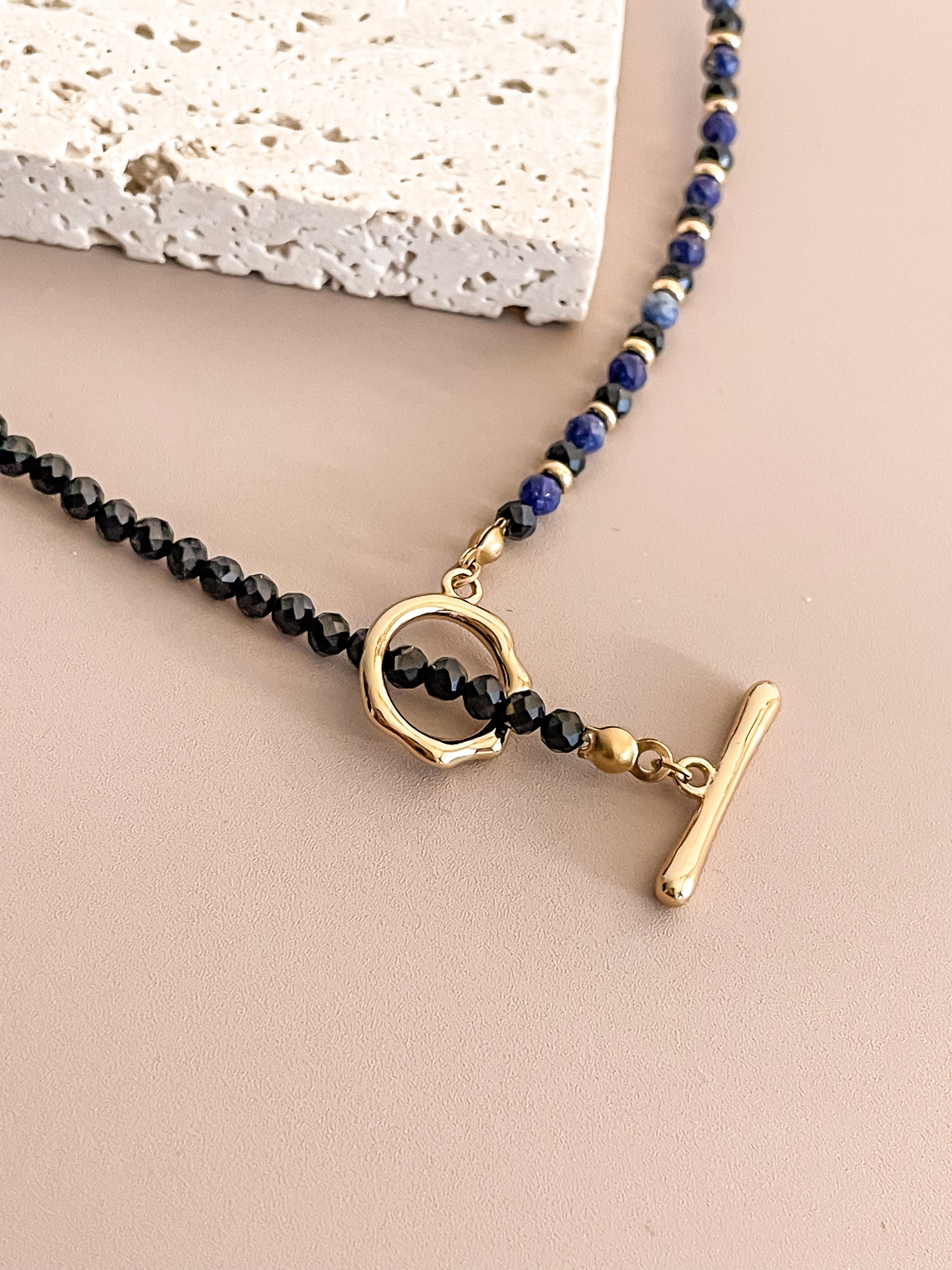 Lapis Lazuli And Black Spinel Beaded Necklace