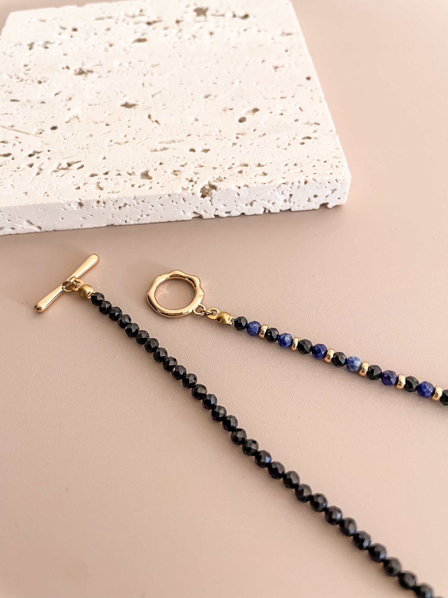 Lapis Lazuli And Black Spinel Beaded Necklace