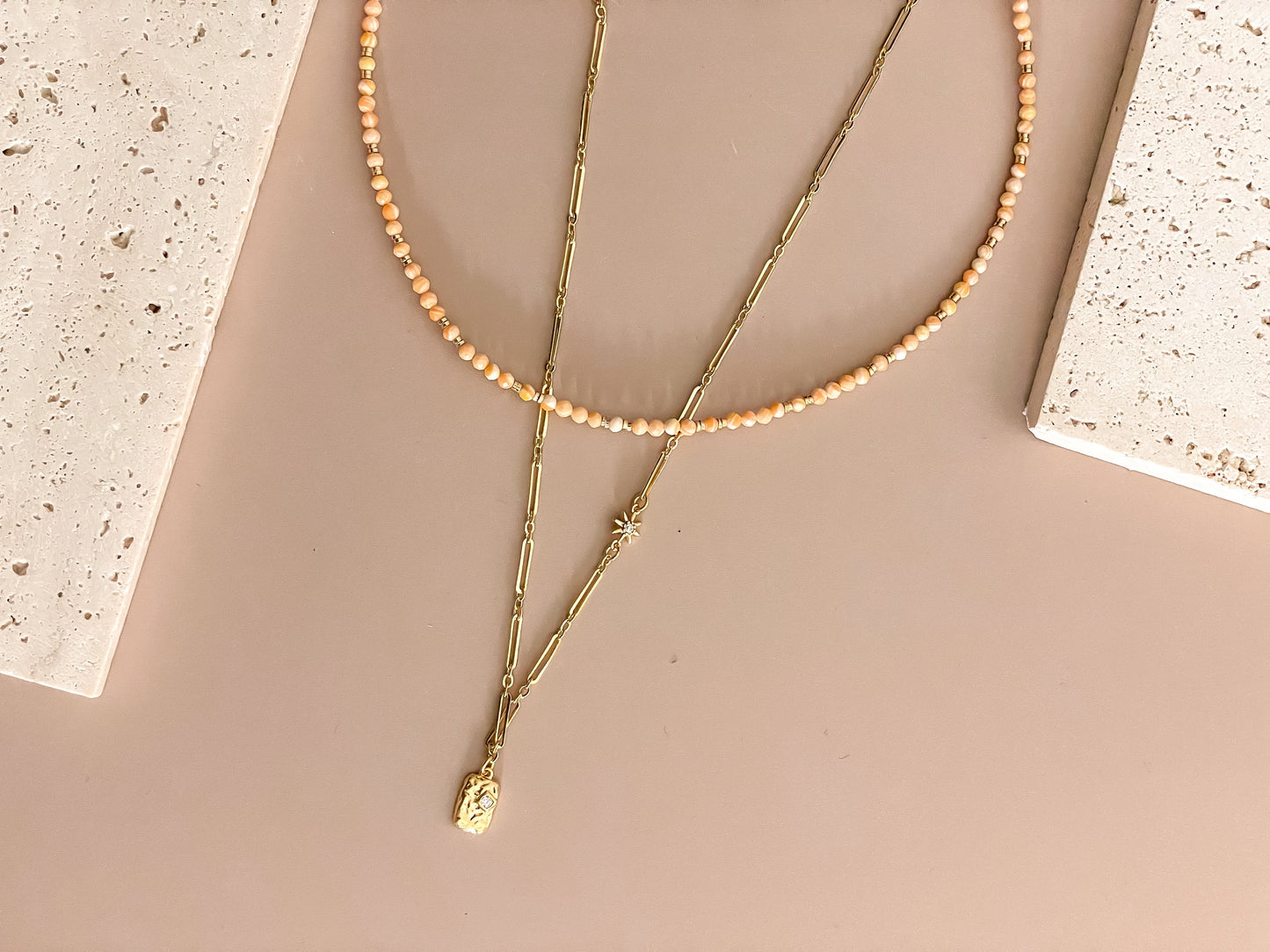 Mini Orange Beaded Necklace