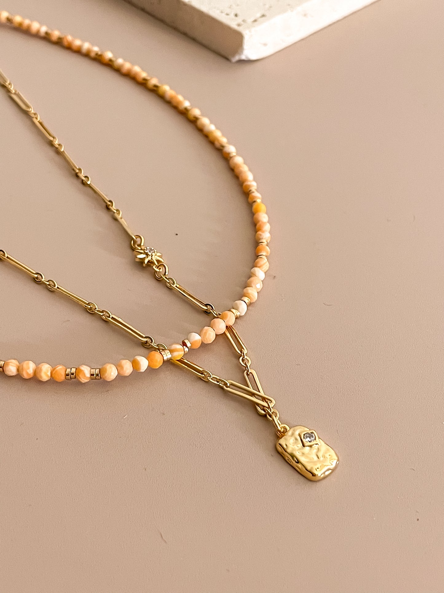 Mini Orange Beaded Necklace