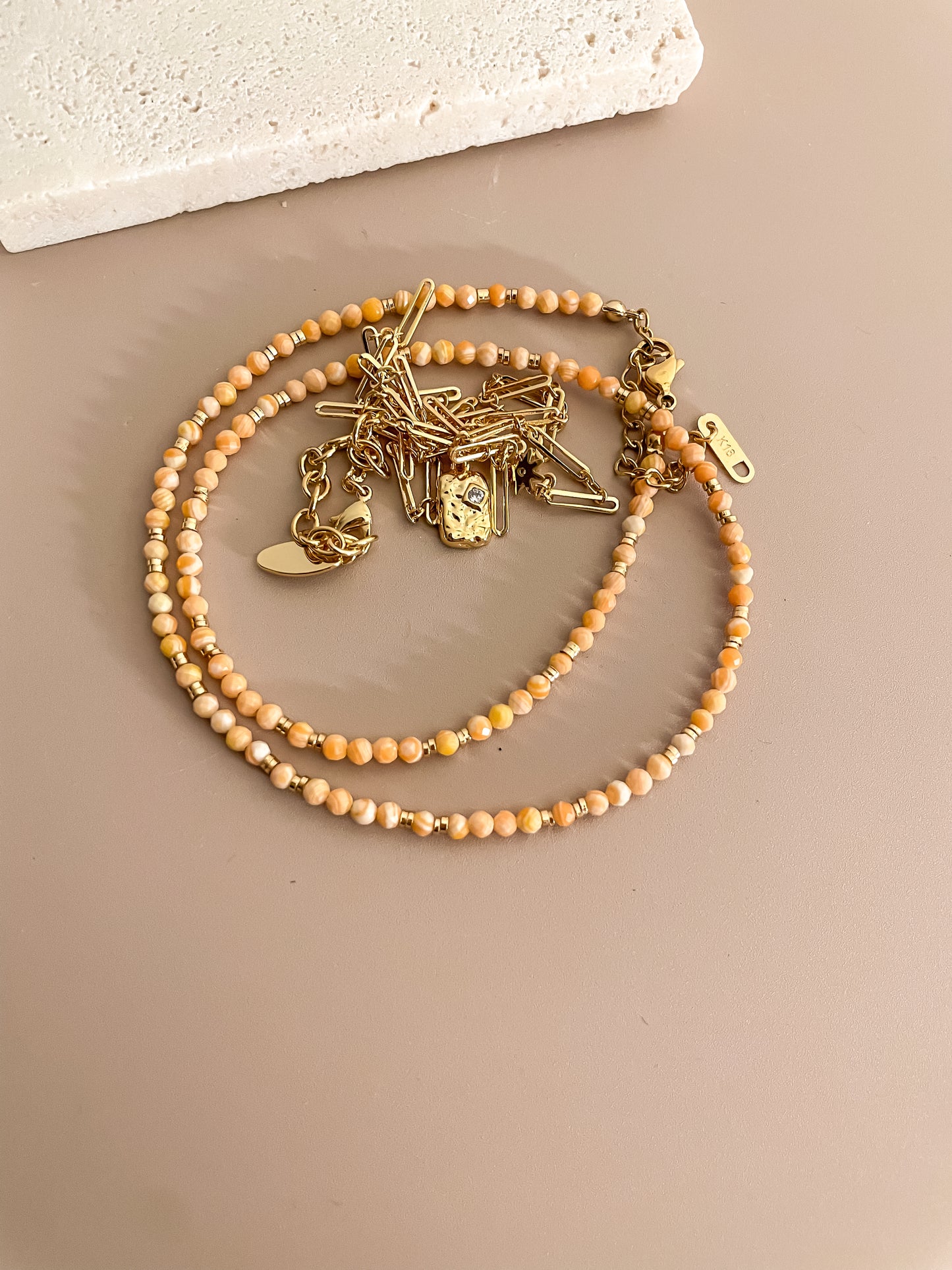 Mini Orange Beaded Necklace