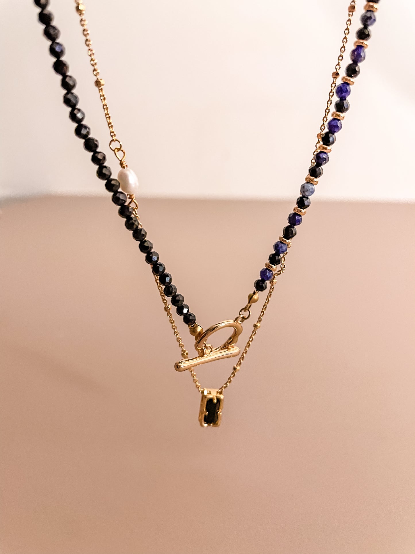 Lapis Lazuli And Black Spinel Beaded Necklace