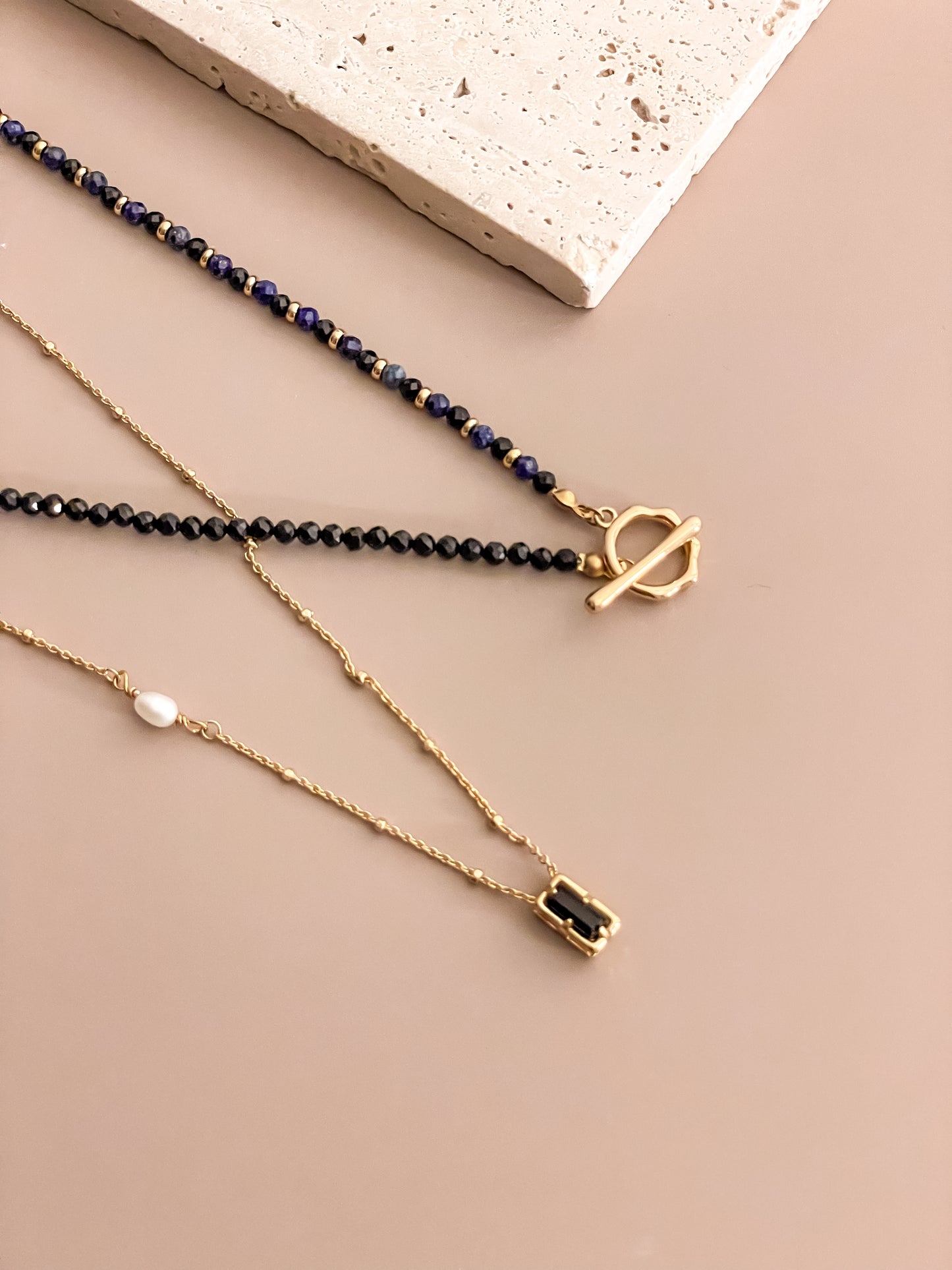 Lapis Lazuli And Black Spinel Beaded Necklace