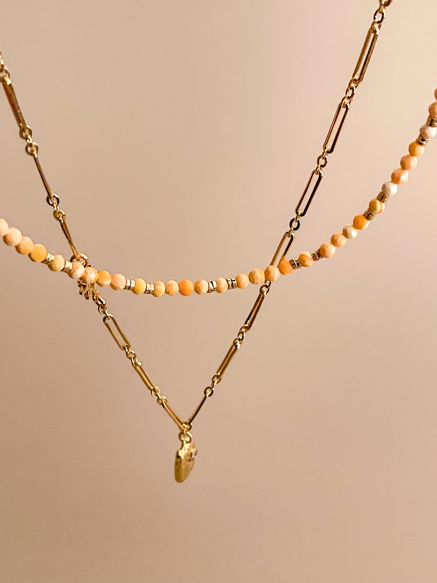 Mini Orange Beaded Necklace