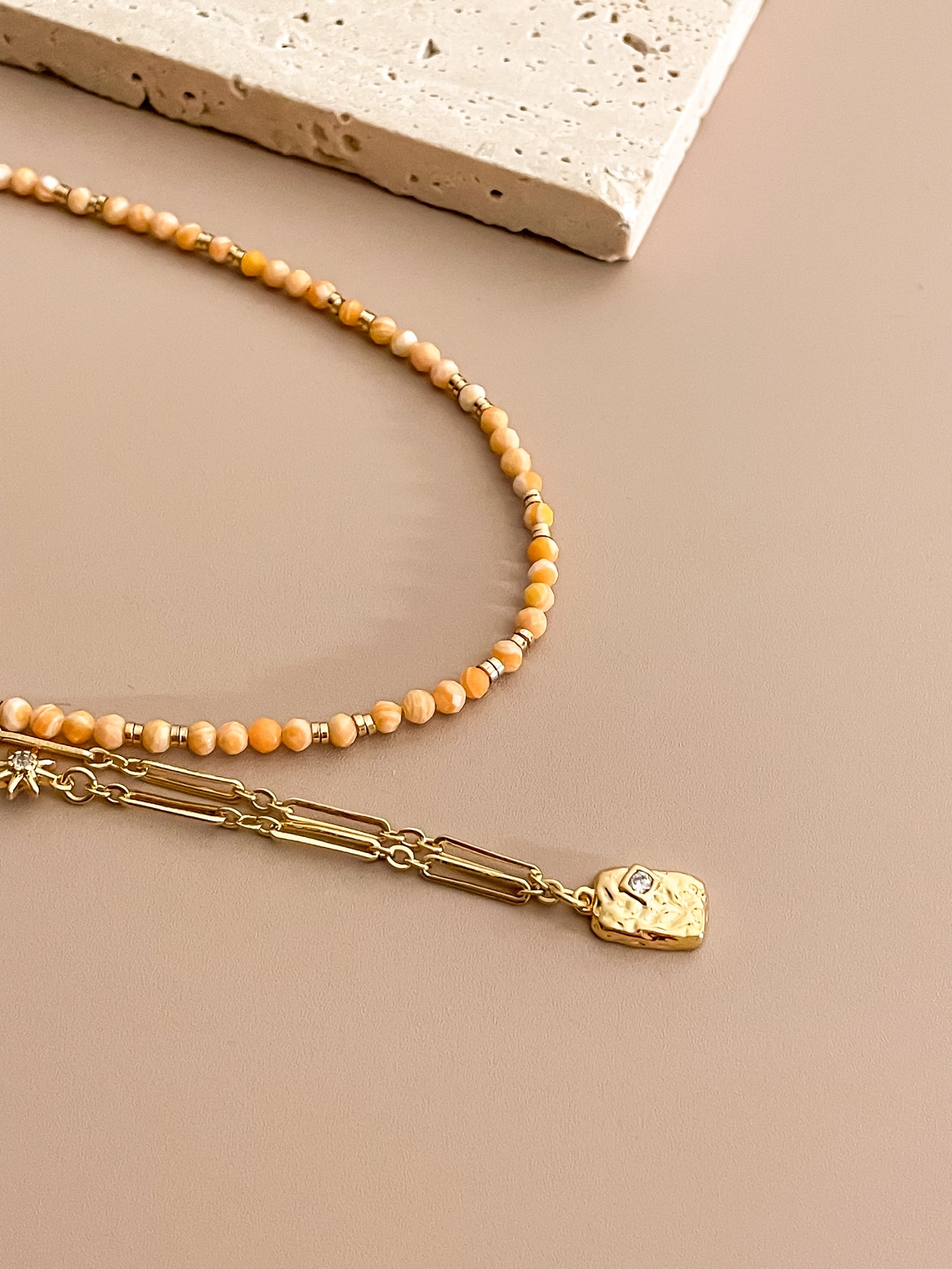 Mini Orange Beaded Necklace