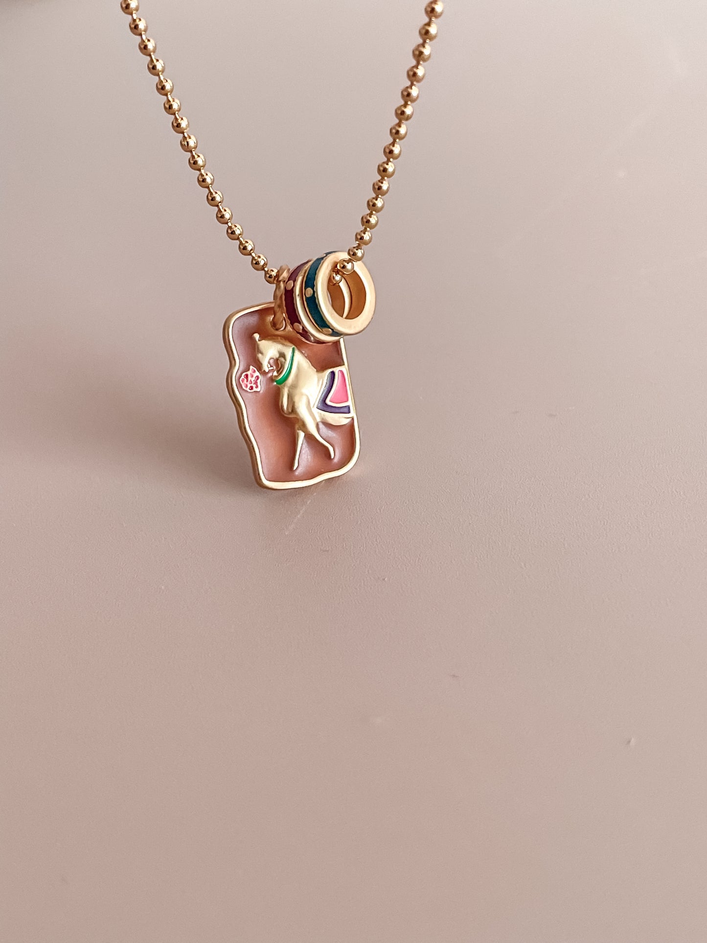 Horse & Flower Necklace