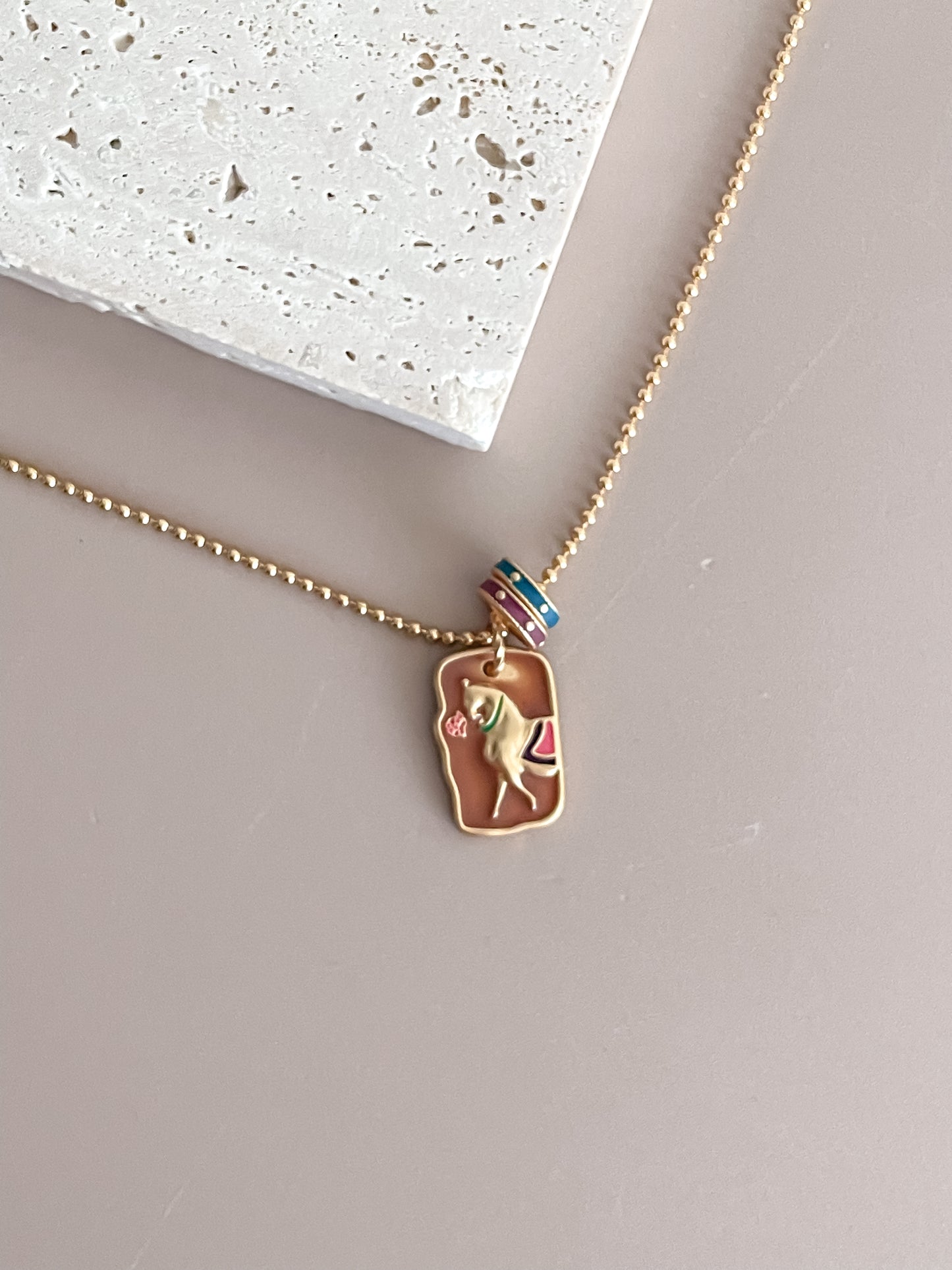 Horse & Flower Necklace