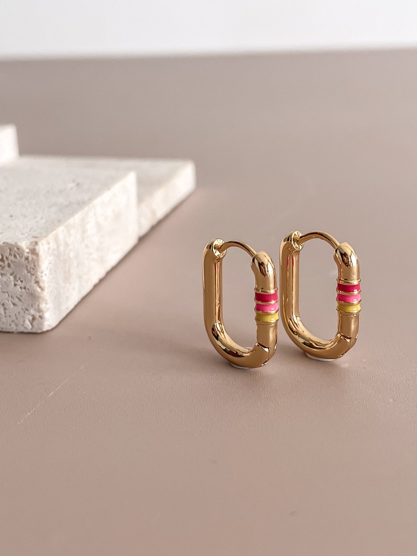 Oval Gold Colored Earrings