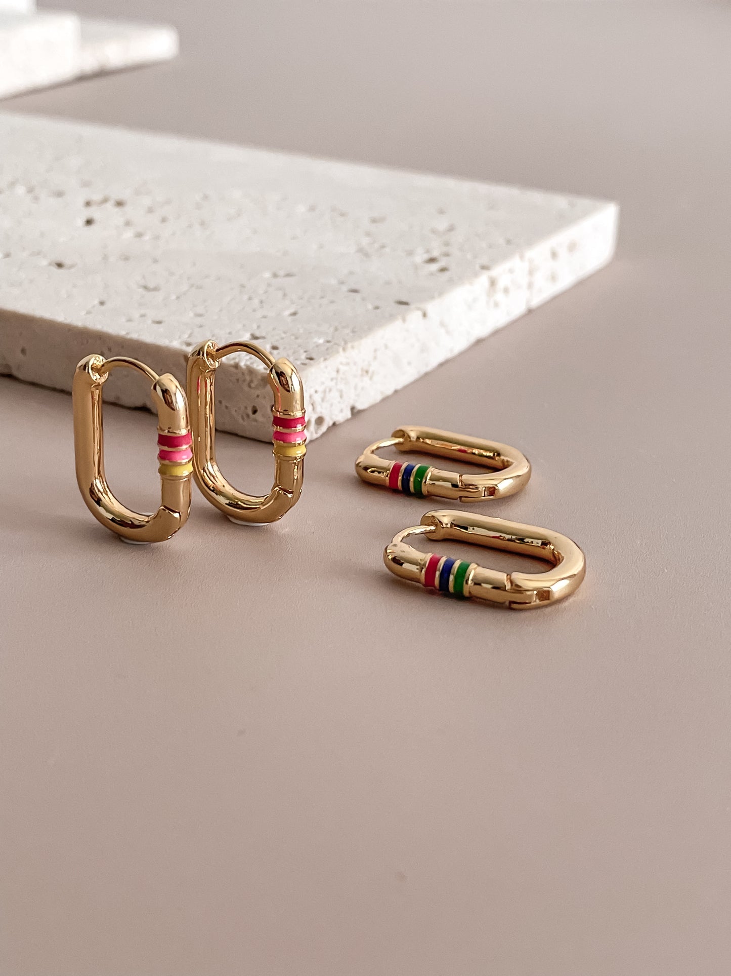 Oval Gold Colored Earrings