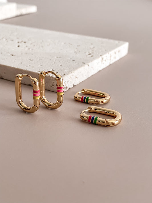 Oval Gold Colored Earrings