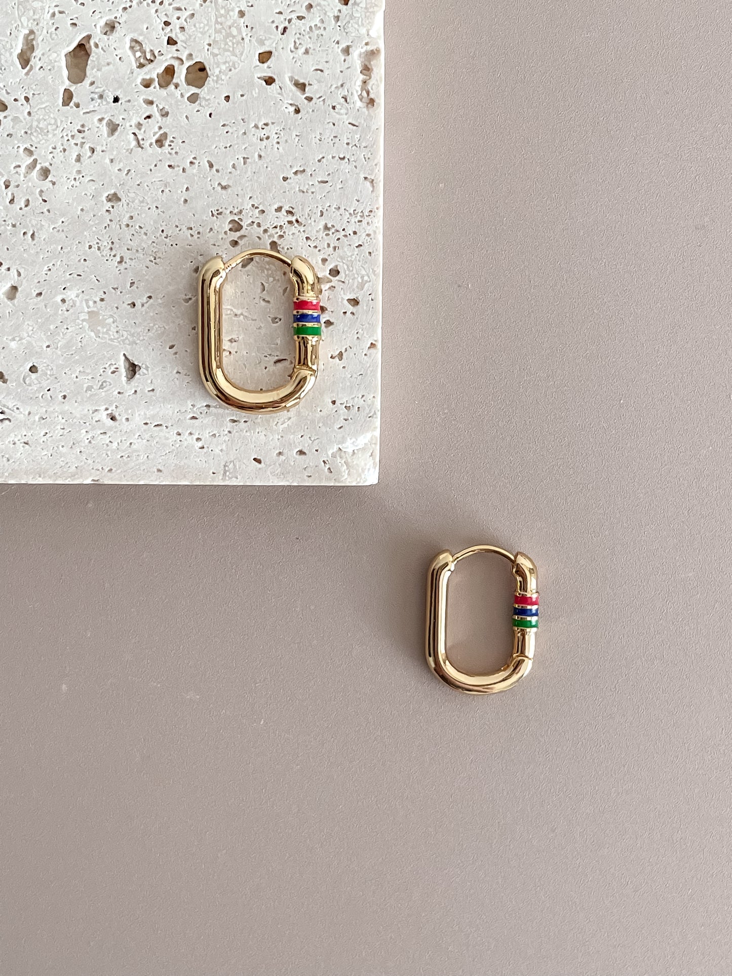 Oval Gold Colored Earrings