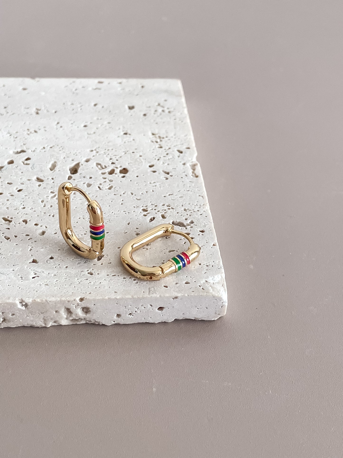 Oval Gold Colored Earrings