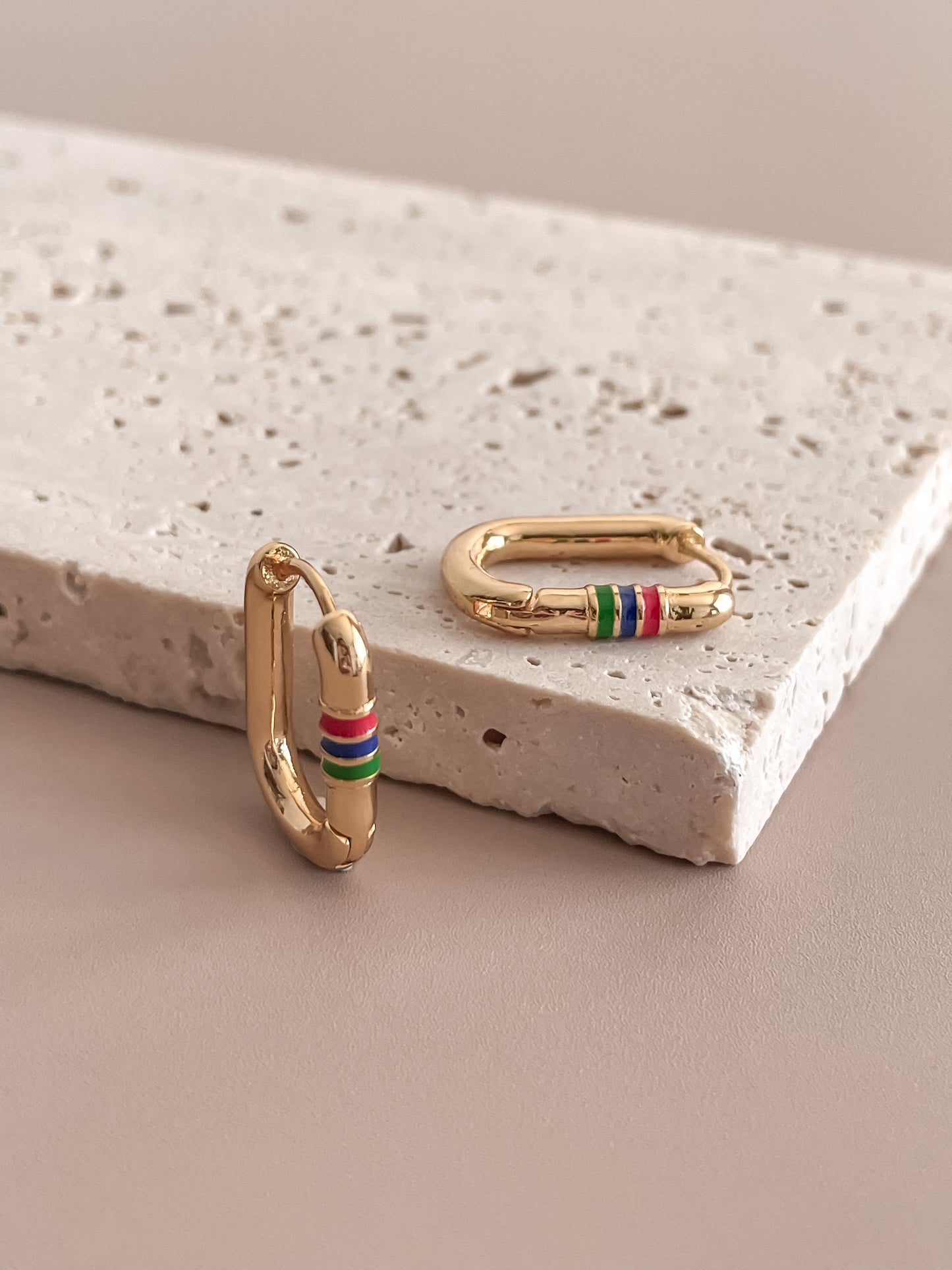 Oval Gold Colored Earrings