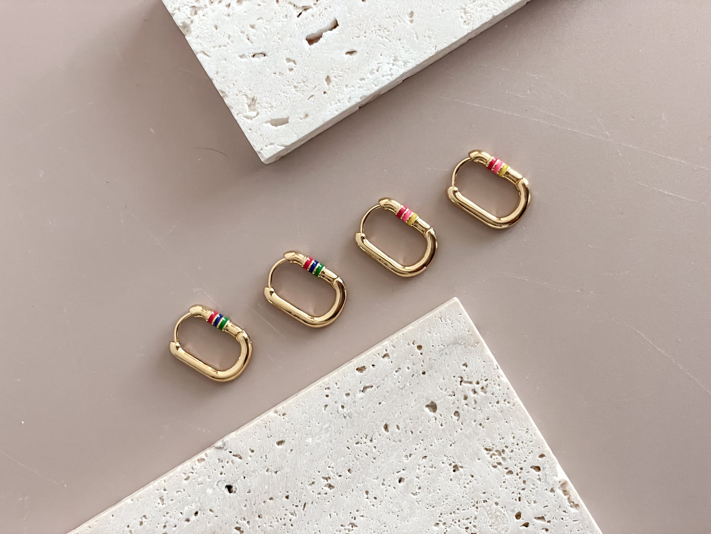 Oval Gold Colored Earrings