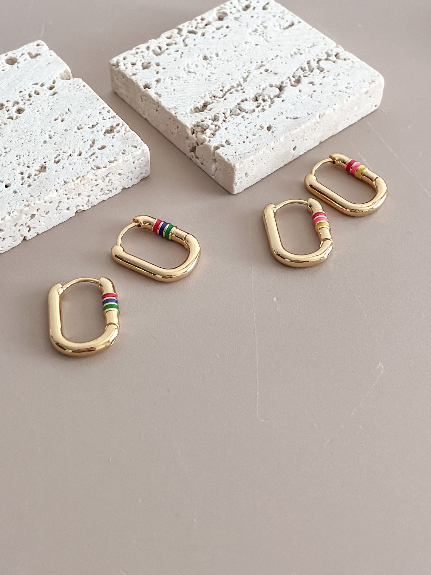 Oval Gold Colored Earrings
