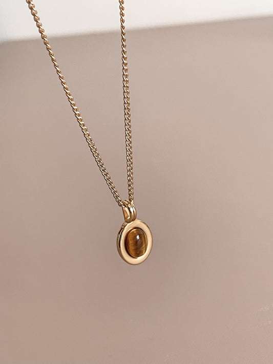 Oval Tiger's Eye Pendant Necklace