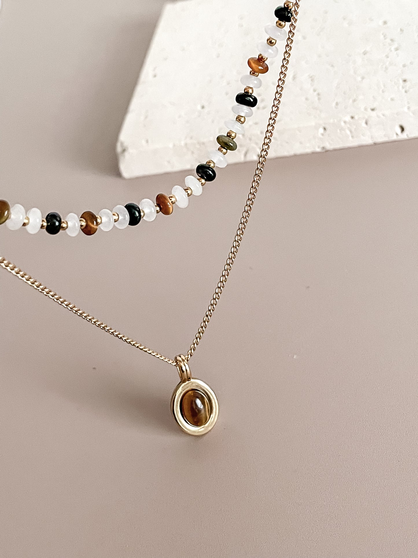 Tiger's Eye & Agate Beaded Necklace