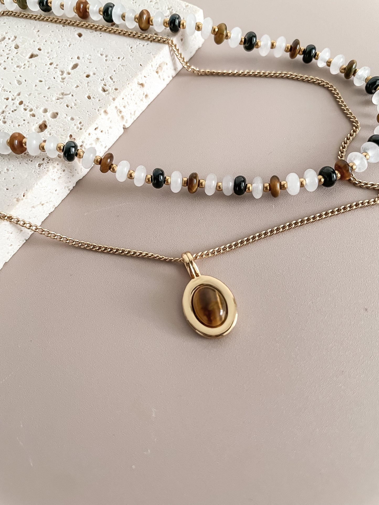 Tiger's Eye & Agate Beaded Necklace