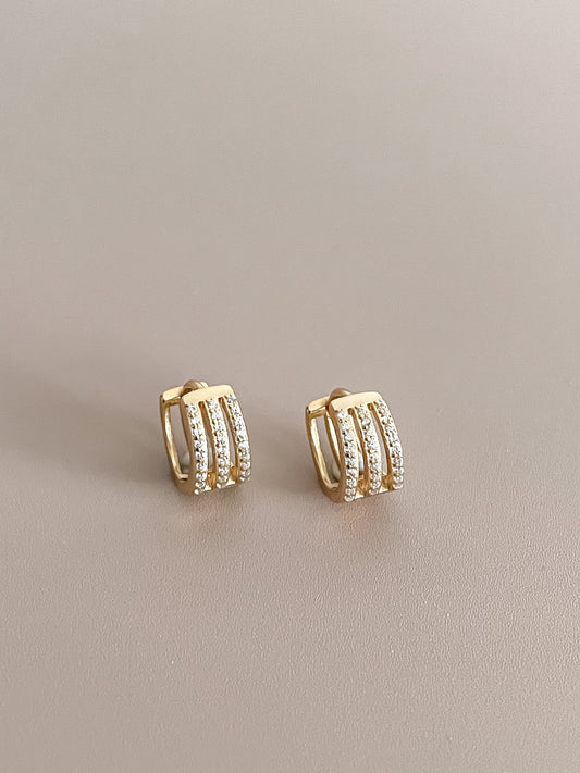 Tiny Geometric Zirconia Huggy Hoop Earrings