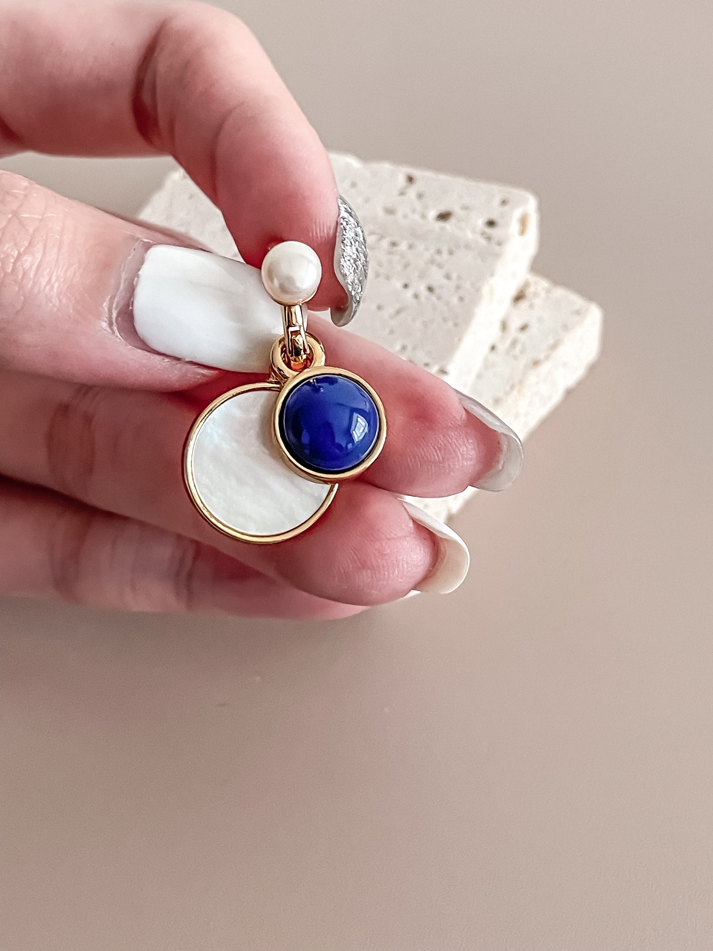 French Retro Gemstone Stone Earrings