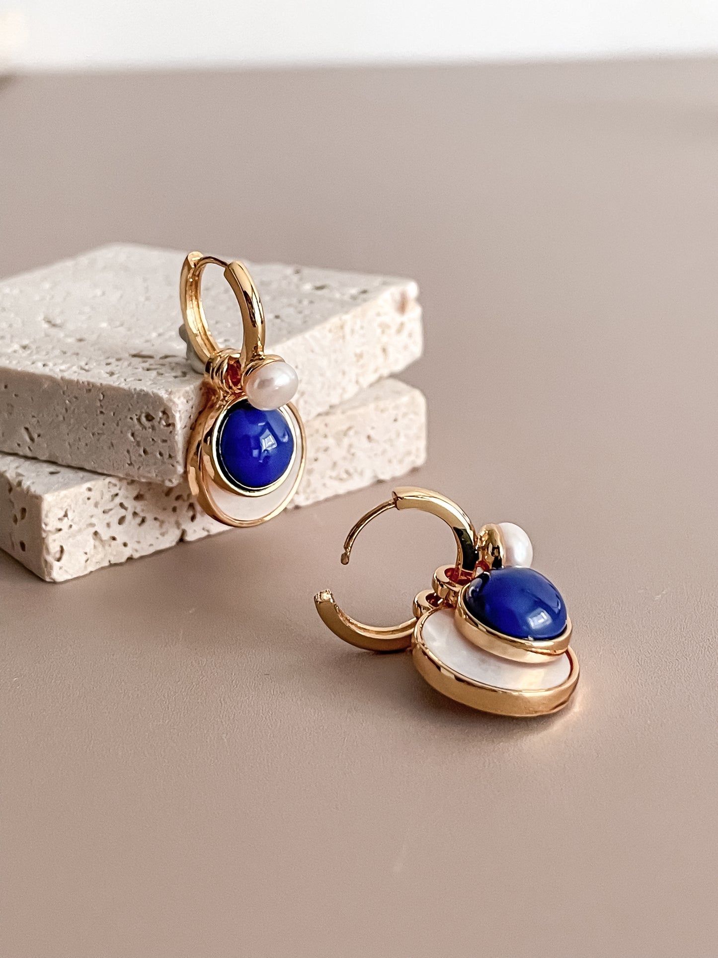 French Retro Gemstone Stone Earrings