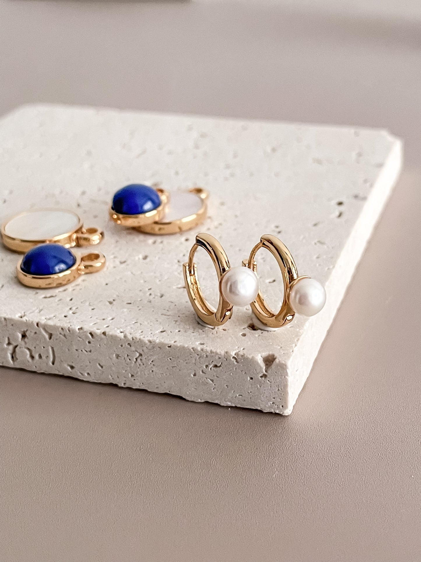 French Retro Gemstone Stone Earrings